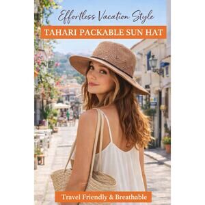 Tahari Packable Woven Sun Hat | Breathable Travel Garden Beach Resort Style